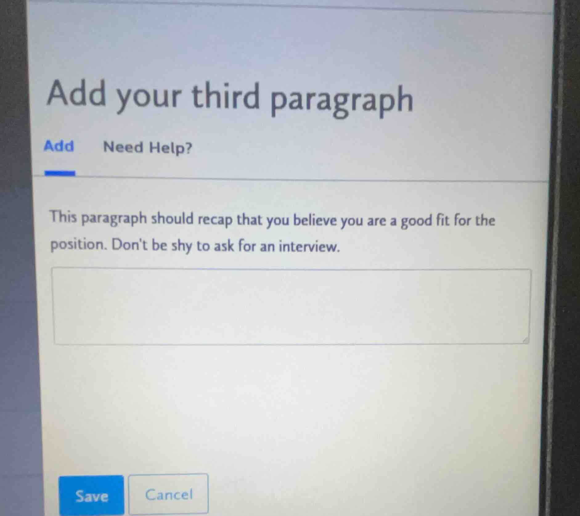 add your third paragraph this paragraph should recap that you believe y…