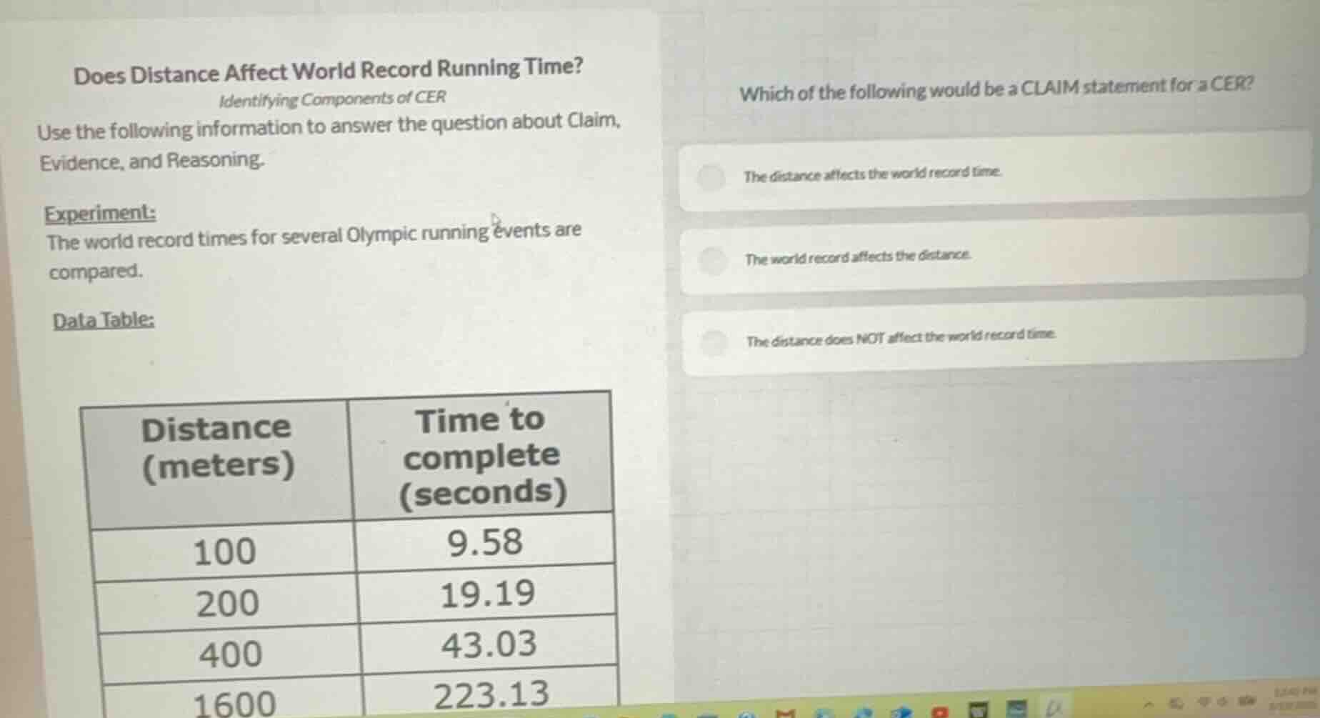 does distance affect world record running time? identifying components …