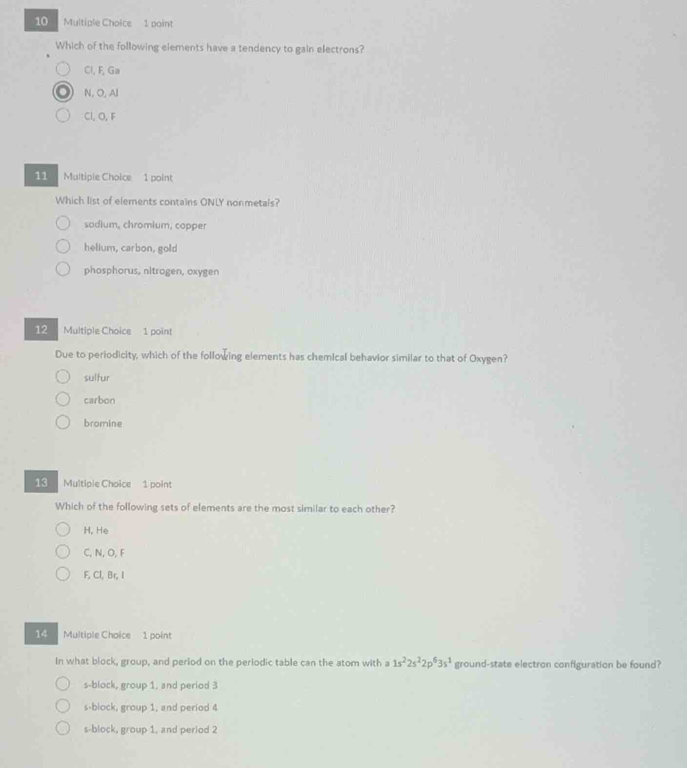 10 multiple choice 1 point which of the following elements have a tende…