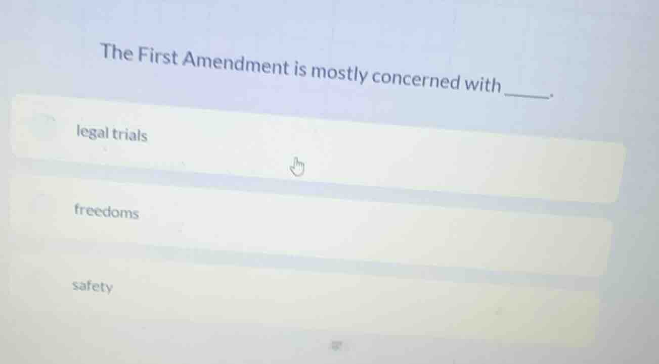 the first amendment is mostly concerned with ______. legal trials freed…