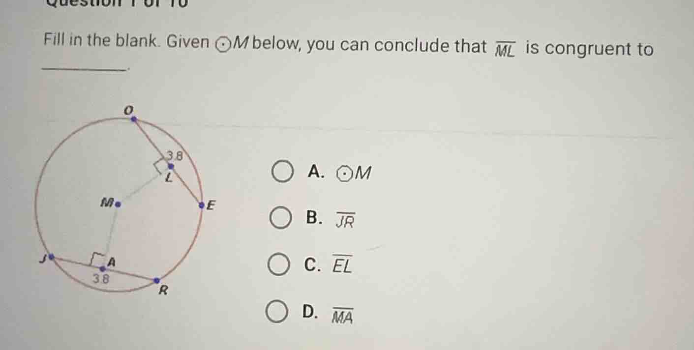 fill in the blank. given \\(\\odot m\\) below, you can conclude that \\…