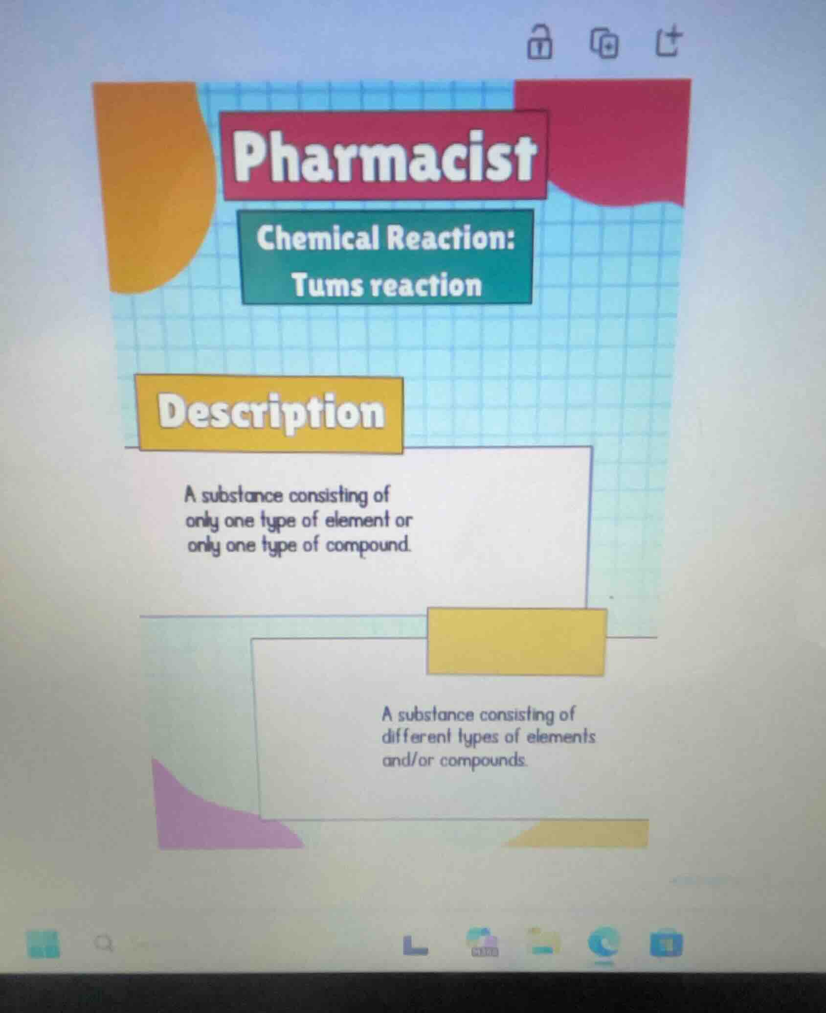 pharmacist chemical reaction: tums reaction description a substance con…