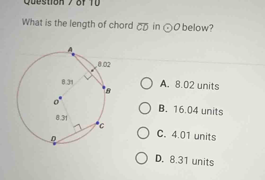 what is the length of chord \\(\\overline{cd}\\) in \\(\\odot o\\) belo…