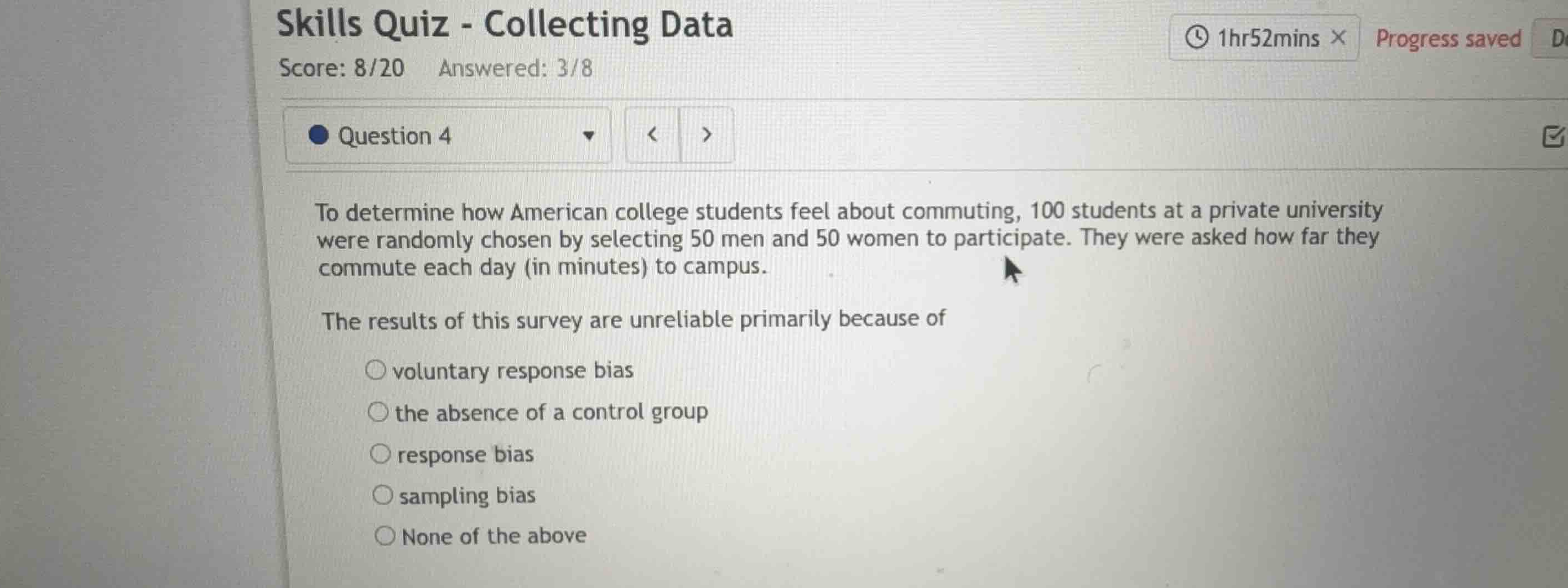 to determine how american college students feel about commuting, 100 st…
