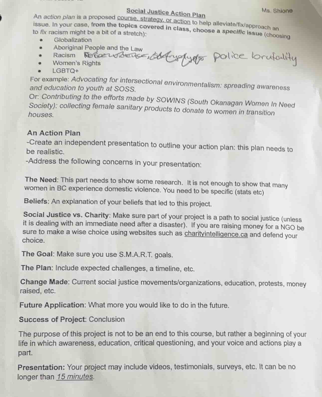 social justice action plan ms. shione an action plan is a proposed cour…