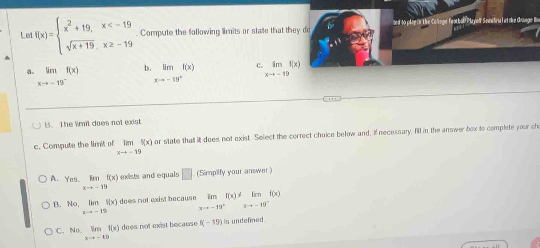 let \\(f(x) = \\begin{cases} x^2 + 19, & x < -19 \\\\ \\sqrt{x + 19}, &…