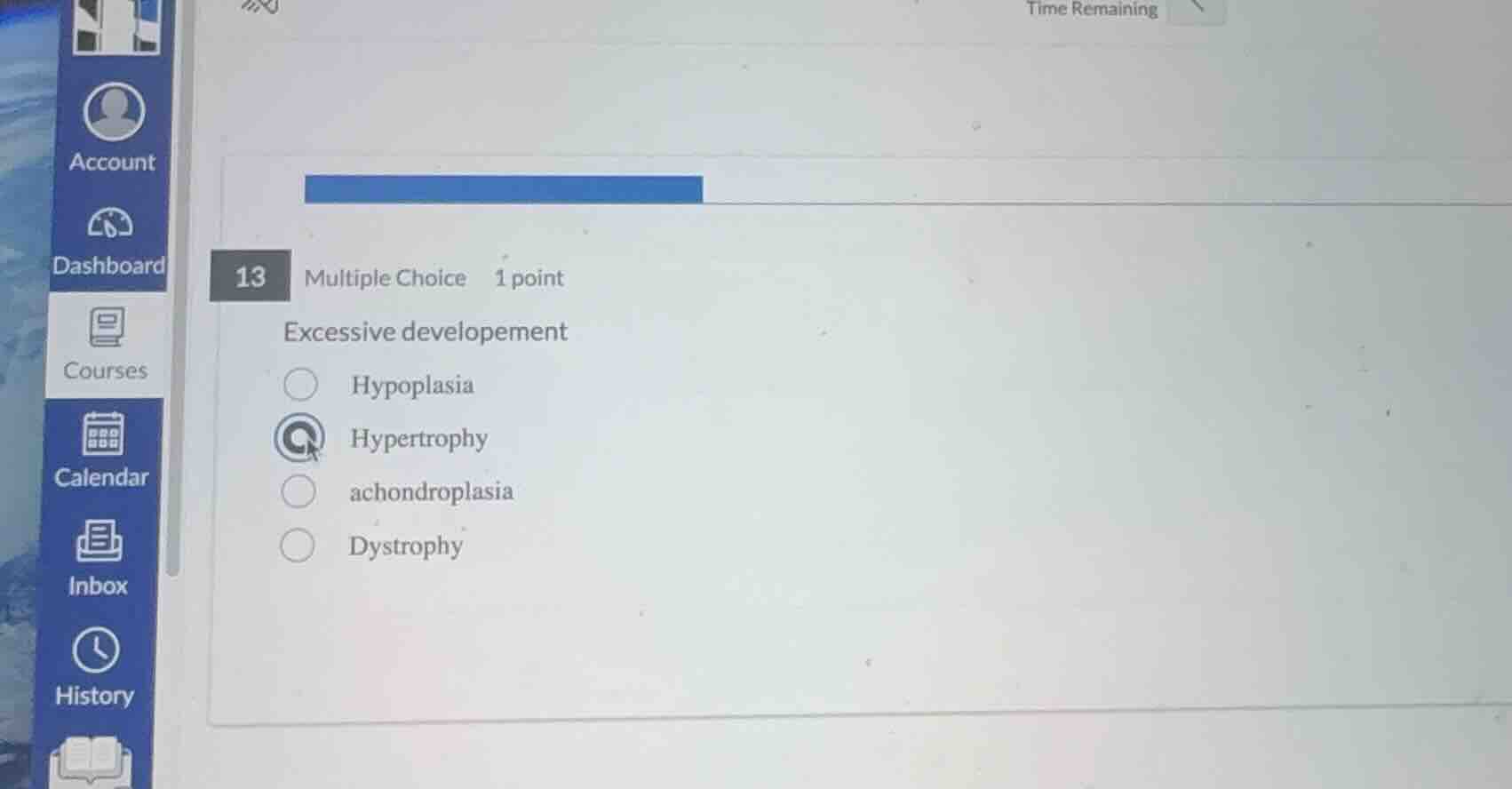 excessive developement hypoplasia hypertrophy achondroplasia dystrophy