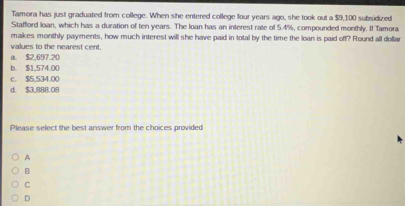 tamora has just graduated from college. when she entered college four y…