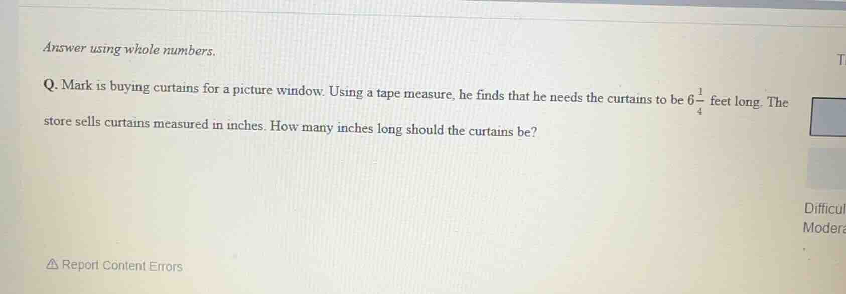 answer using whole numbers. q. mark is buying curtains for a picture wi…