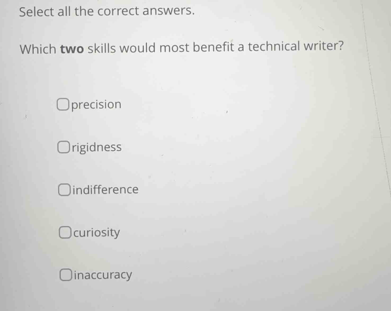 select all the correct answers. which two skills would most benefit a t…
