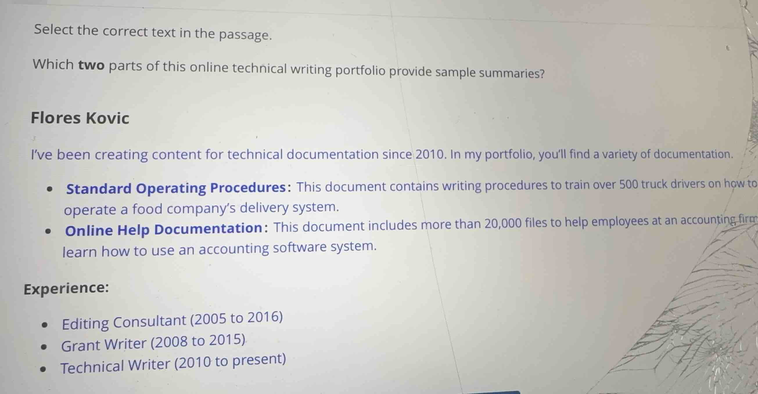 select the correct text in the passage. which two parts of this online …