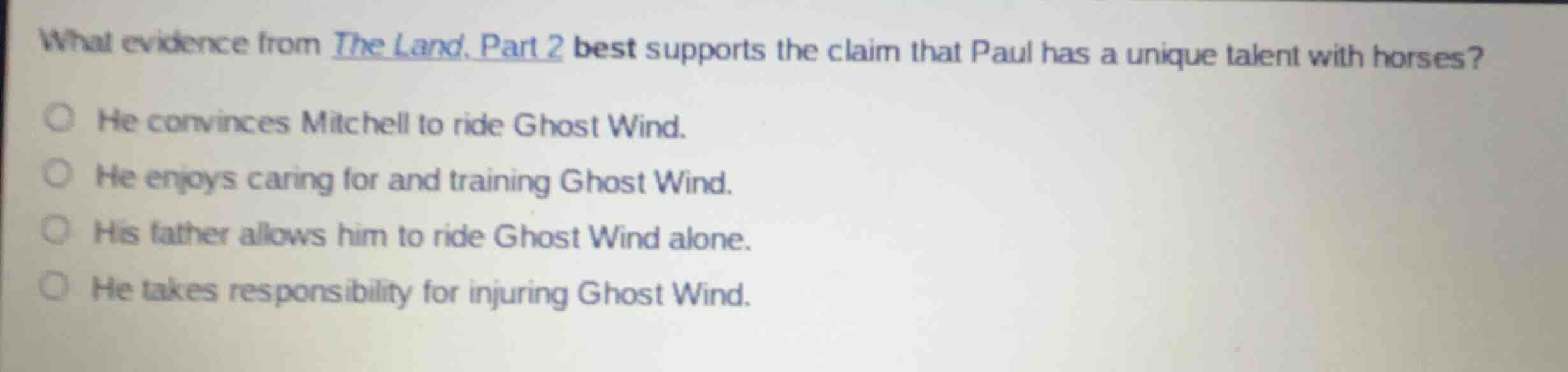 what evidence from the land, part 2 best supports the claim that paul h…