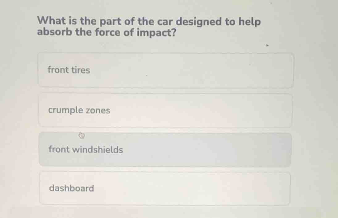 what is the part of the car designed to help absorb the force of impact…