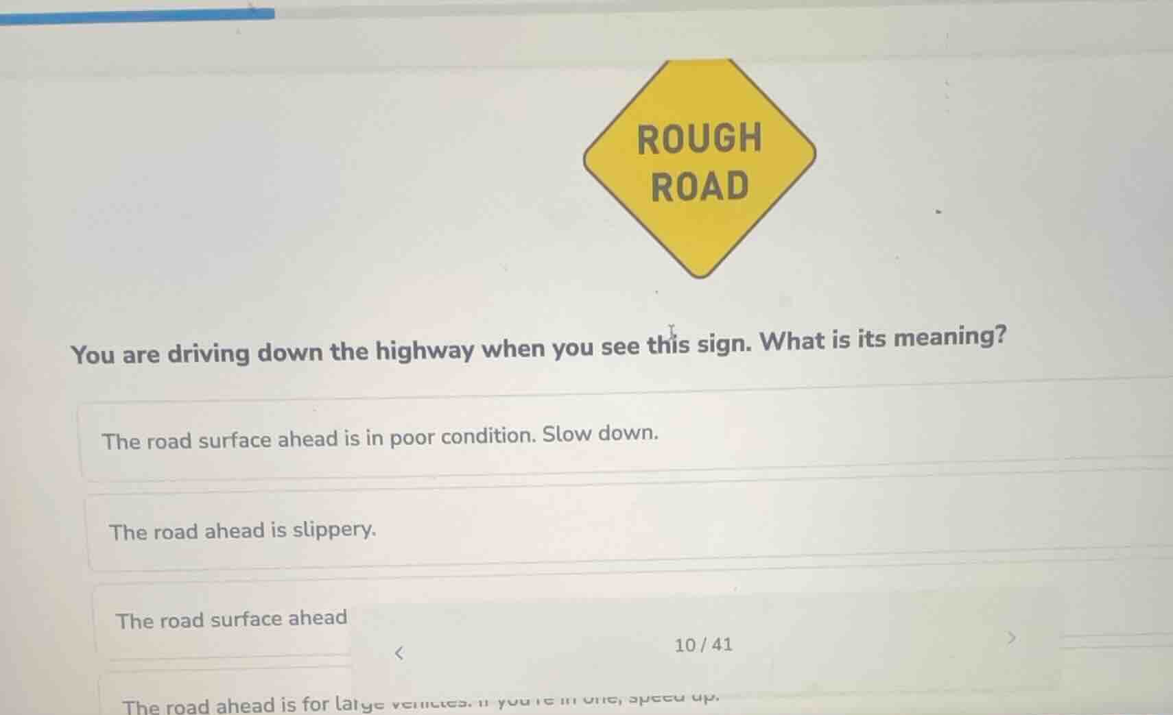 you are driving down the highway when you see this sign. what is its me…