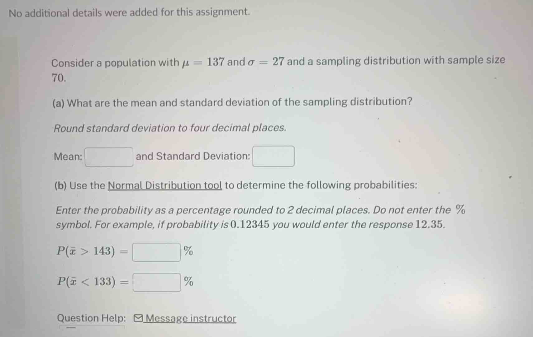 consider a population with \\(\\mu = 137\\) and \\(\\sigma = 27\\) and …