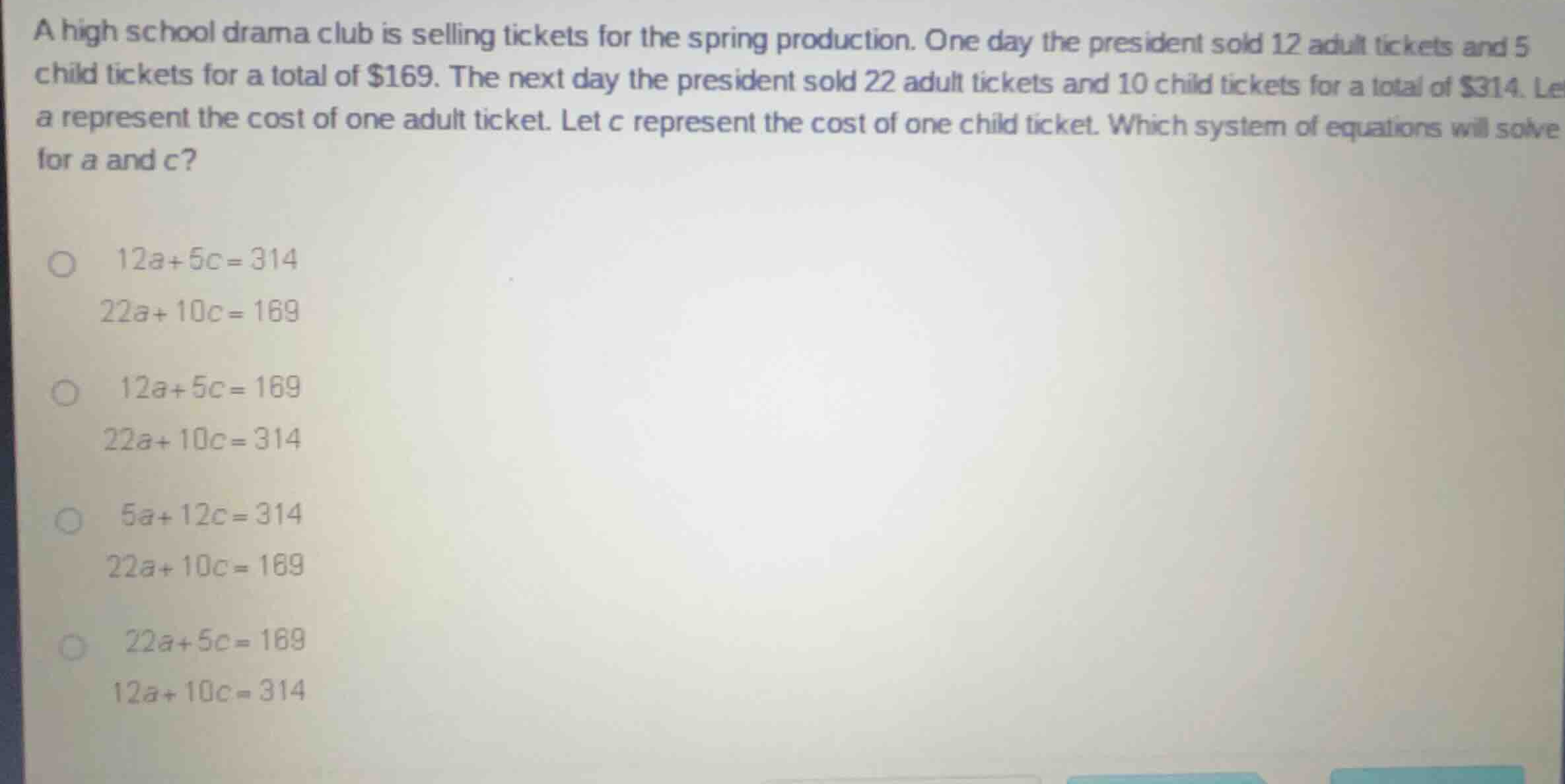 a high school drama club is selling tickets for the spring production. …