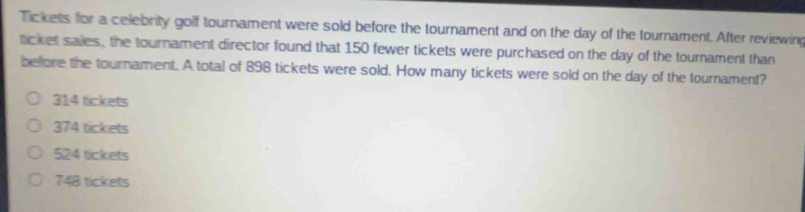 tickets for a celebrity golf tournament were sold before the tournament…