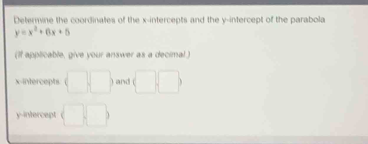 determine the coordinates of the x-intercepts and the y-intercept of th…