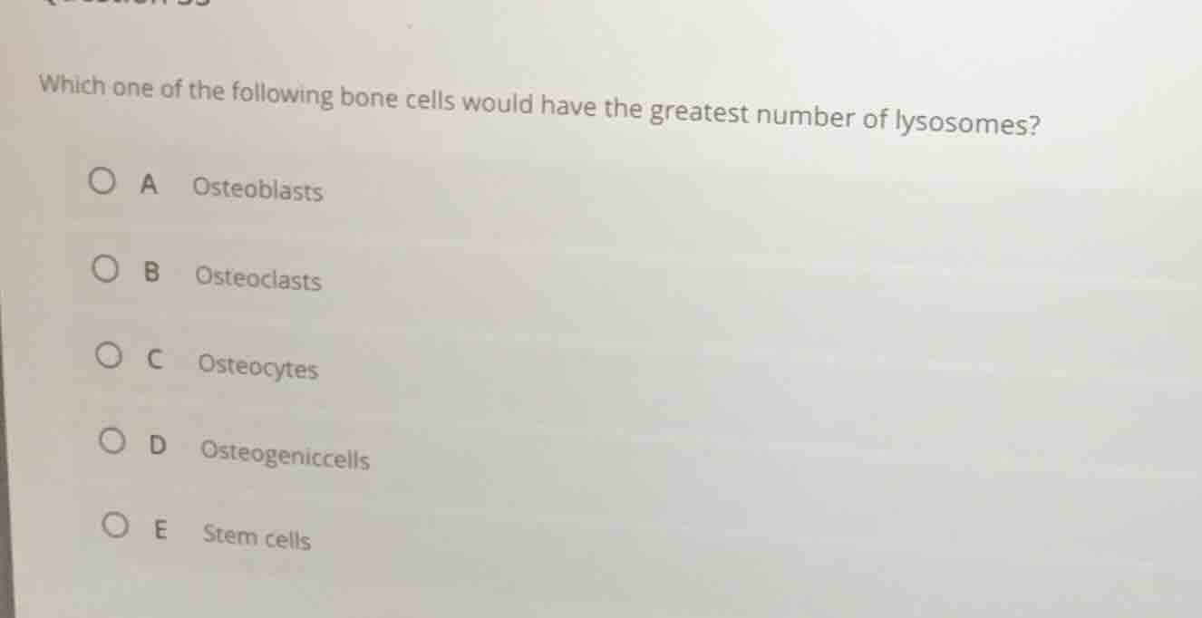 which one of the following bone cells would have the greatest number of…