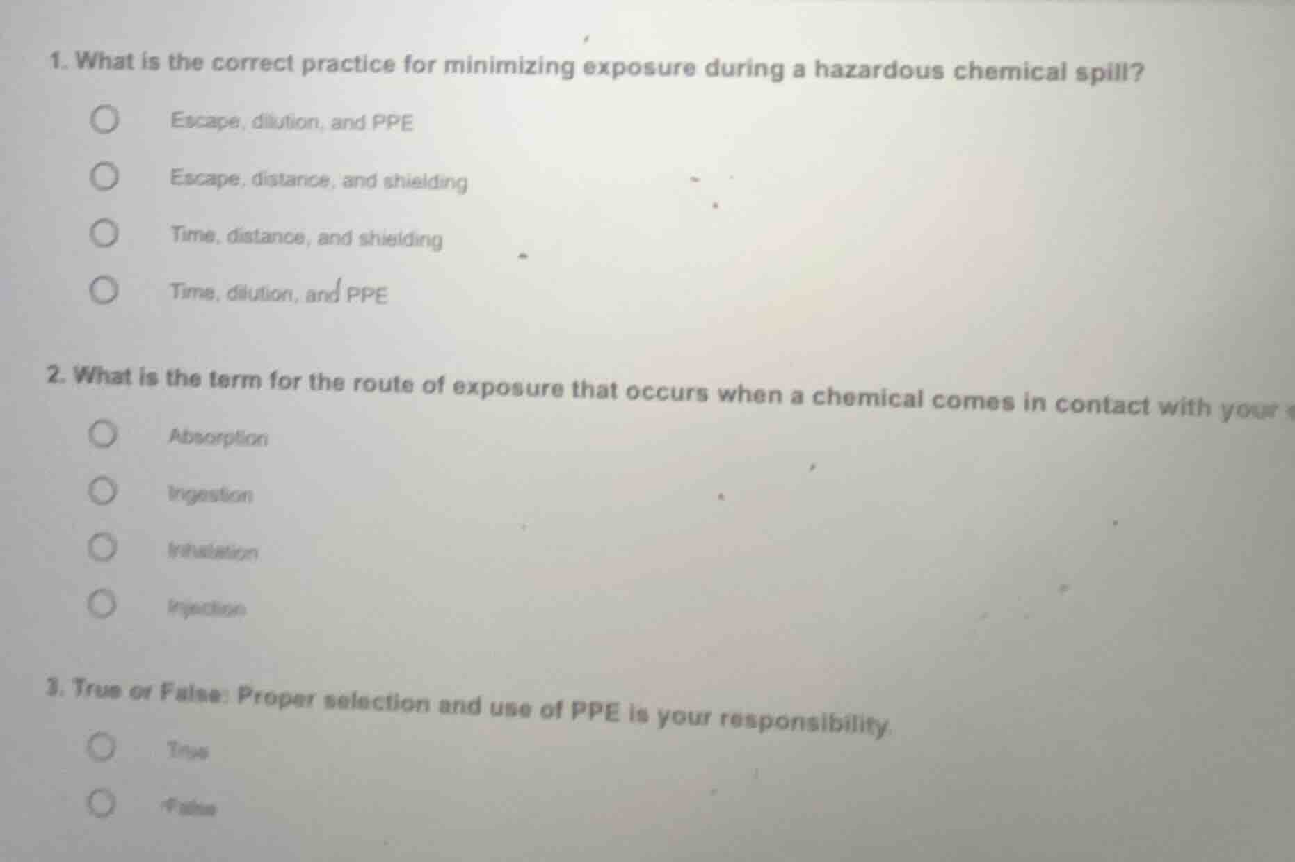 1. what is the correct practice for minimizing exposure during a hazard…