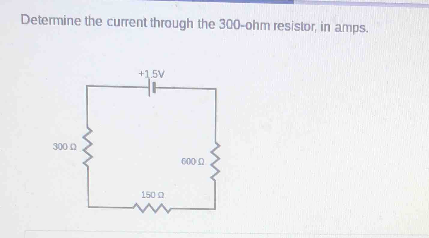 determine the current through the 300-ohm resistor, in amps.