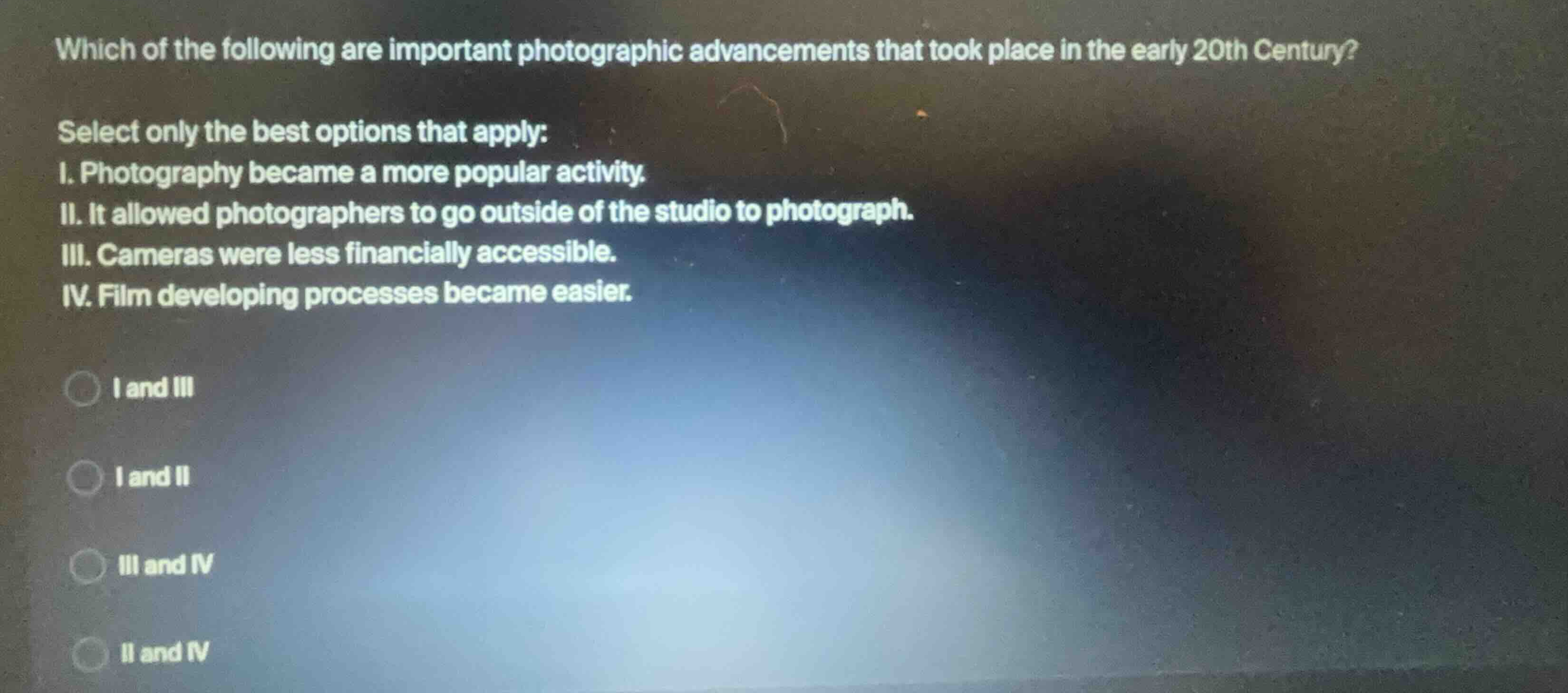 which of the following are important photographic advancements that too…