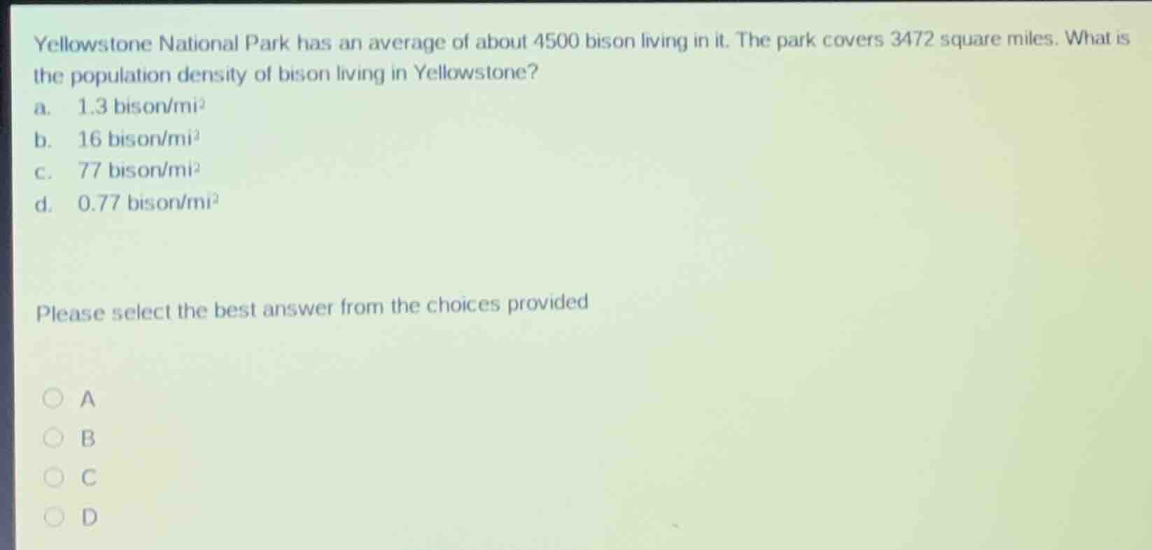 yellowstone national park has an average of about 4500 bison living in …