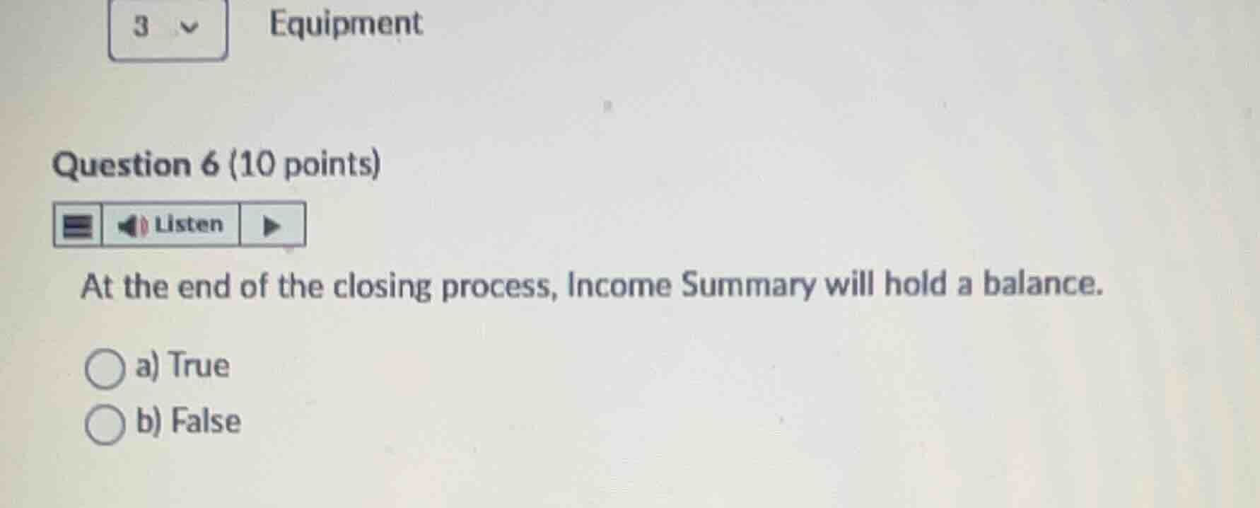 question 6 (10 points) at the end of the closing process, income summar…