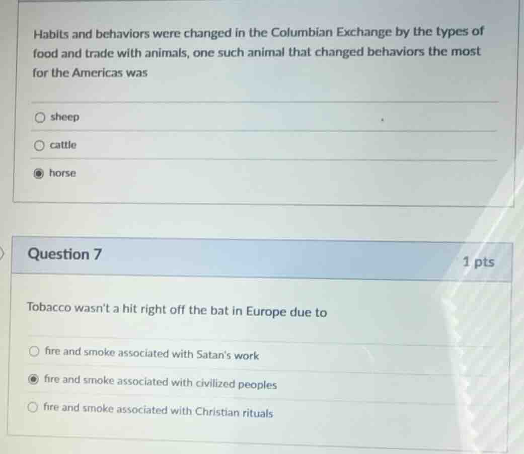 habits and behaviors were changed in the columbian exchange by the type…