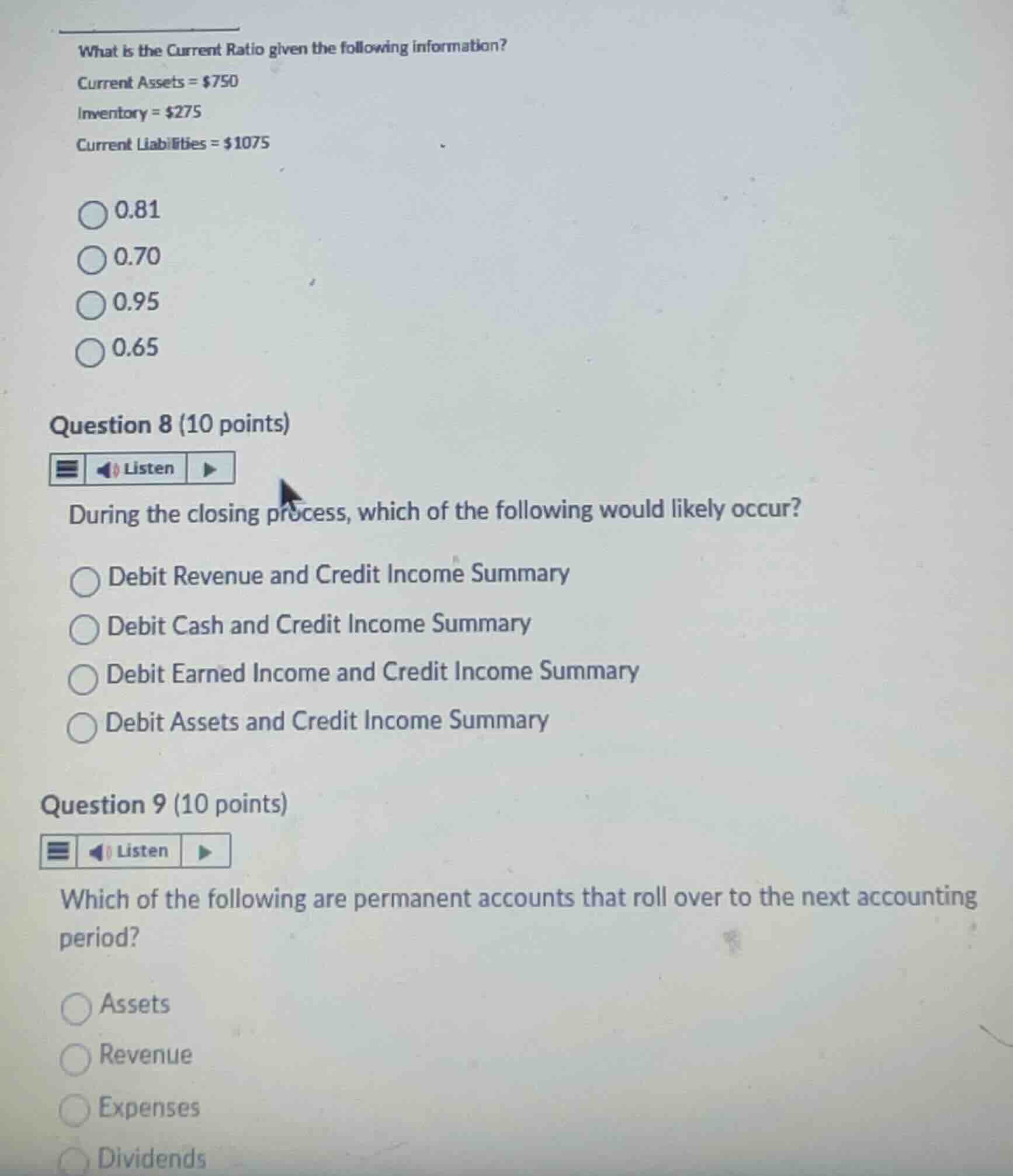 what is the current ratio given the following information? current asse…