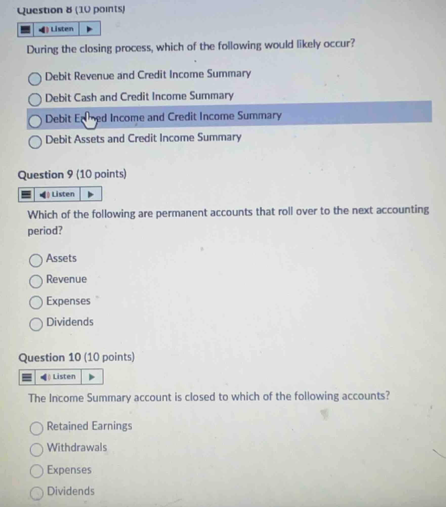 question 8 (10 points) during the closing process, which of the followi…