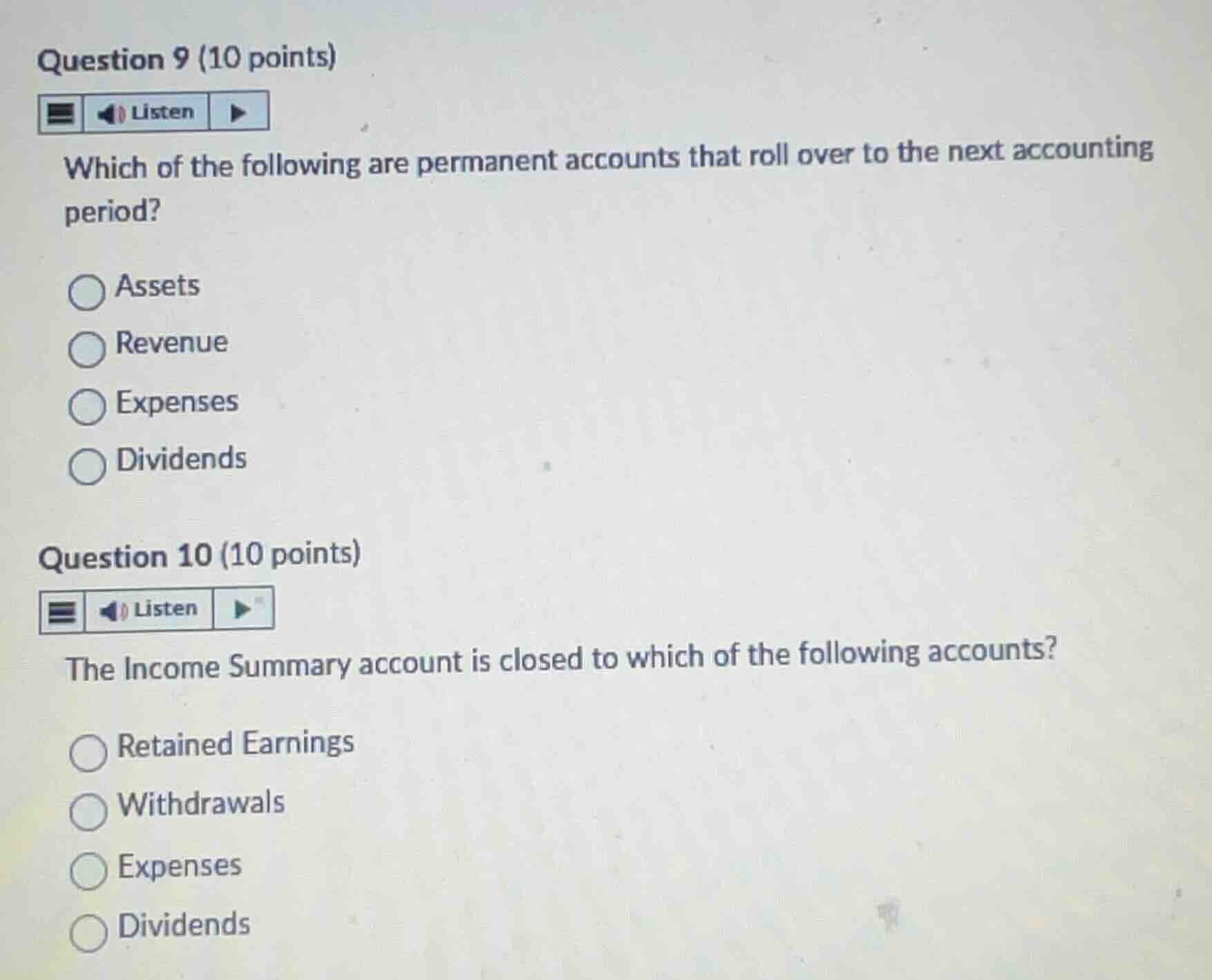question 9 (10 points) which of the following are permanent accounts th…
