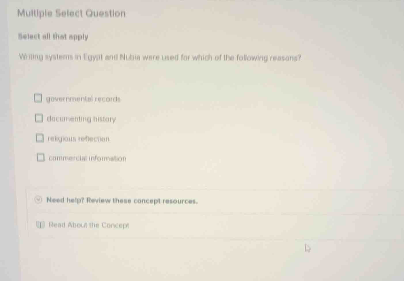multiple select question select all that apply writing systems in egypt…