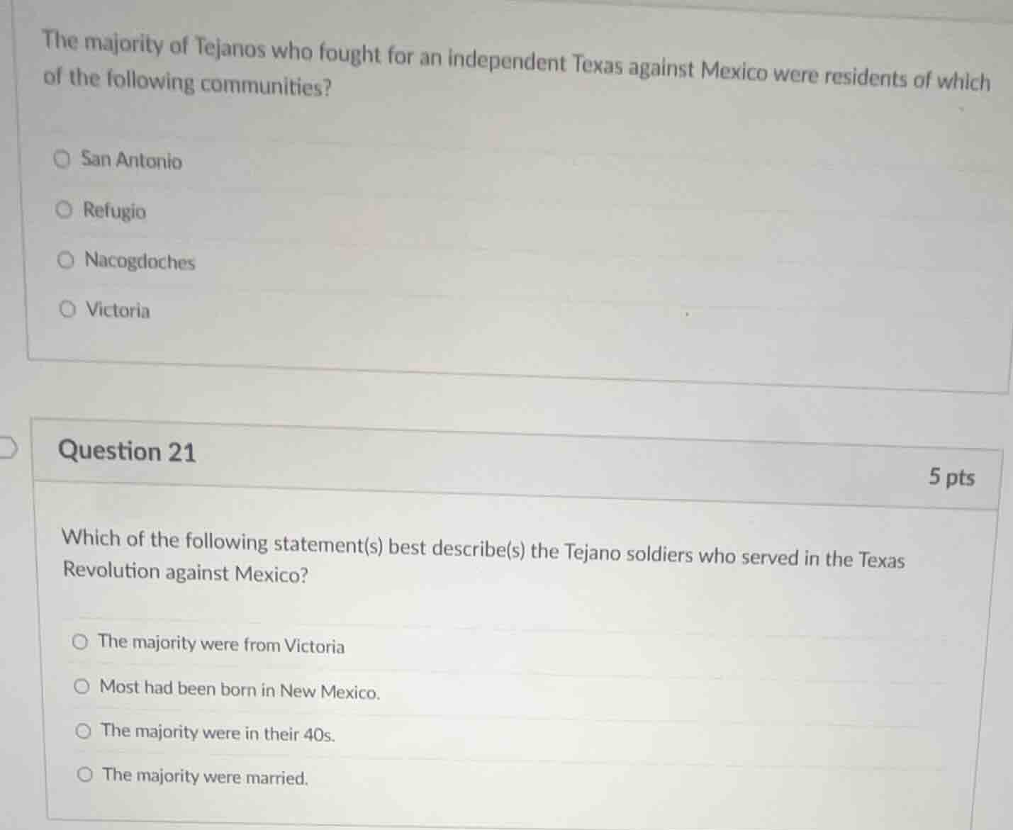the majority of tejanos who fought for an independent texas against mex…