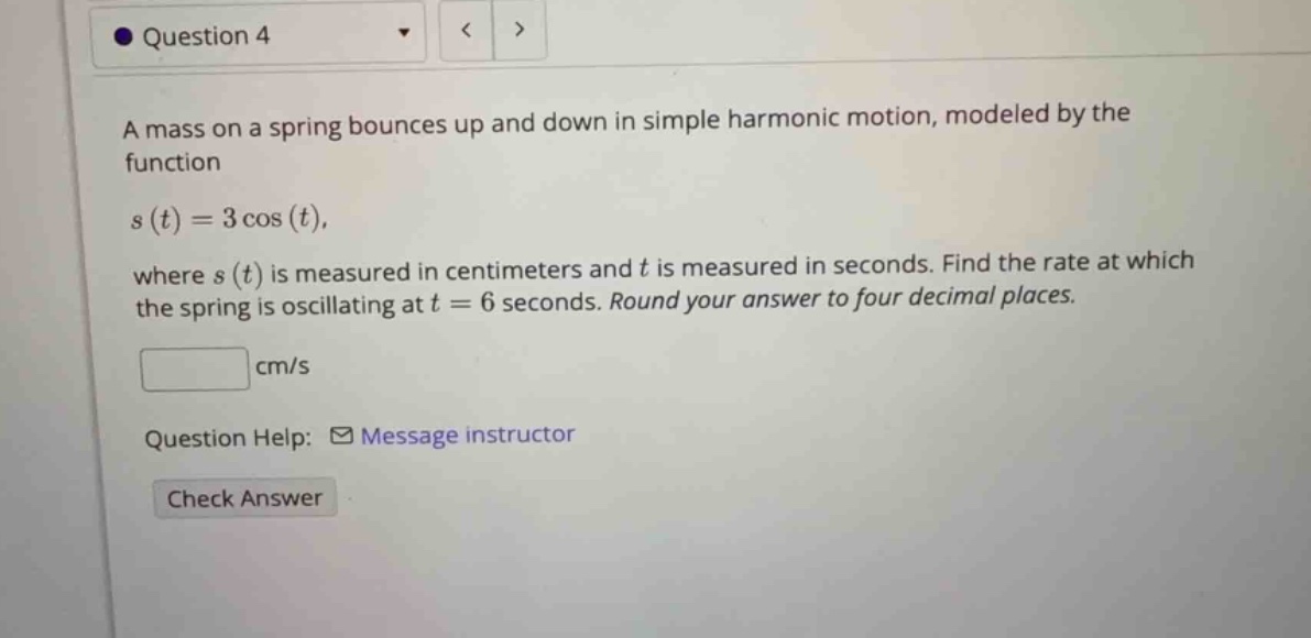 a mass on a spring bounces up and down in simple harmonic motion, model…
