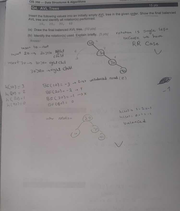 cis 350 - data structures & algorithms q4. avl trees insert the followi…