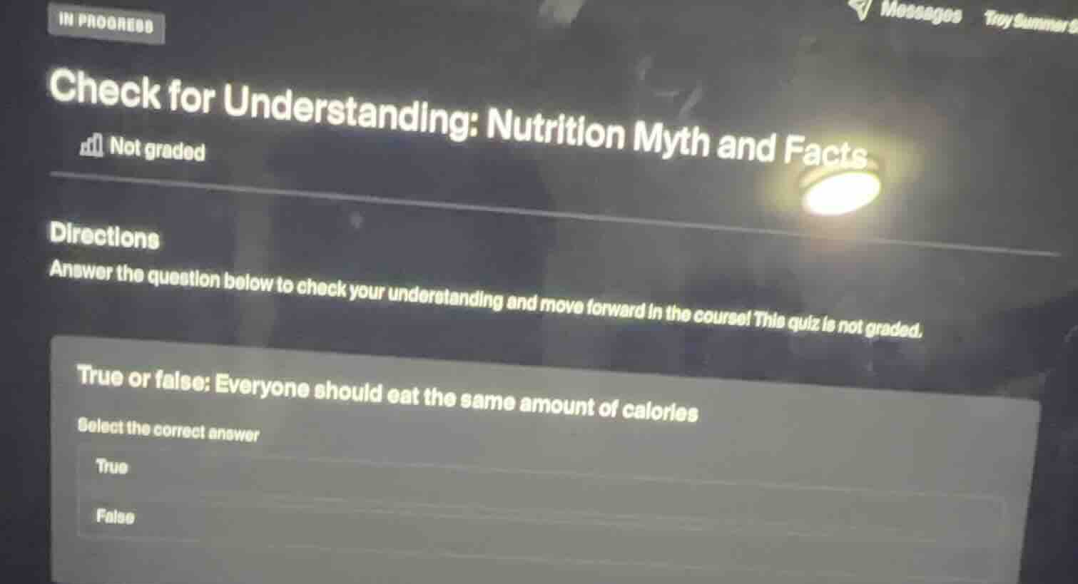 check for understanding: nutrition myth and facts not graded directions…