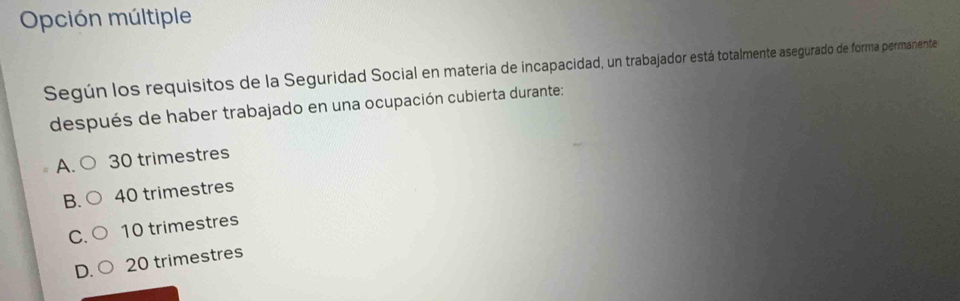 opción múltiple según los requisitos de la seguridad social en materia …