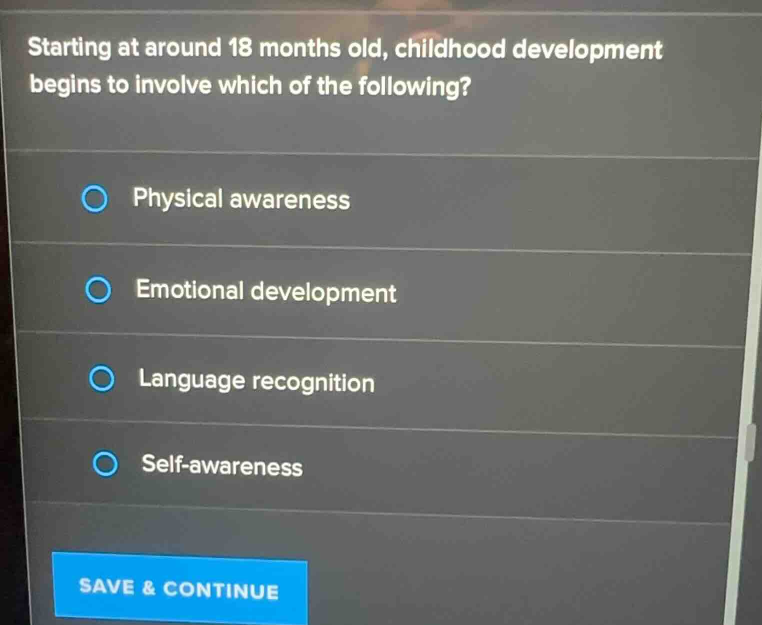starting at around 18 months old, childhood development begins to invol…