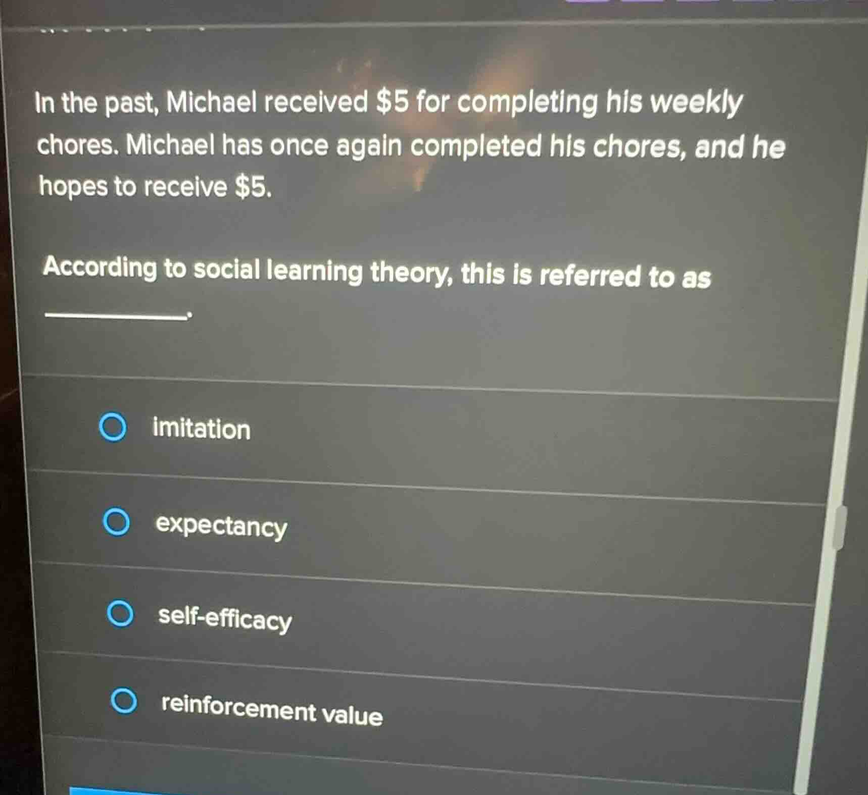 in the past, michael received $5 for completing his weekly chores. mich…