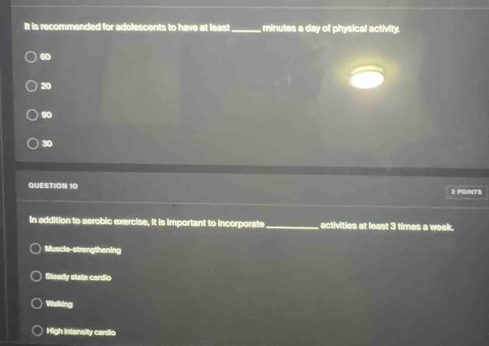 it is recommended for adolescents to have at least ______ minutes a day…