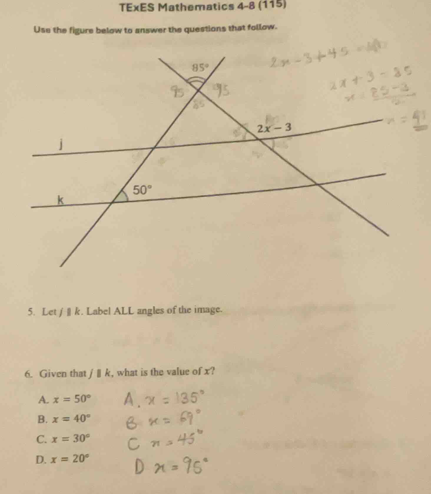texes mathematics 4-8 (115) use the figure below to answer the question…