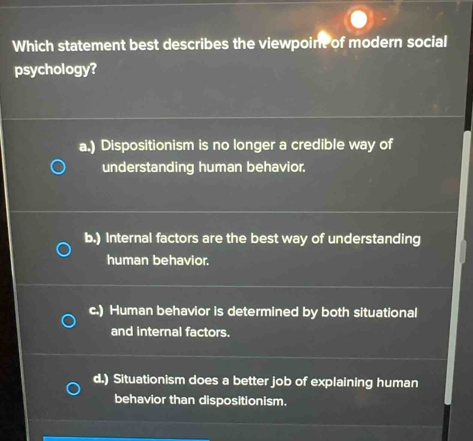 which statement best describes the viewpoint of modern social psycholog…