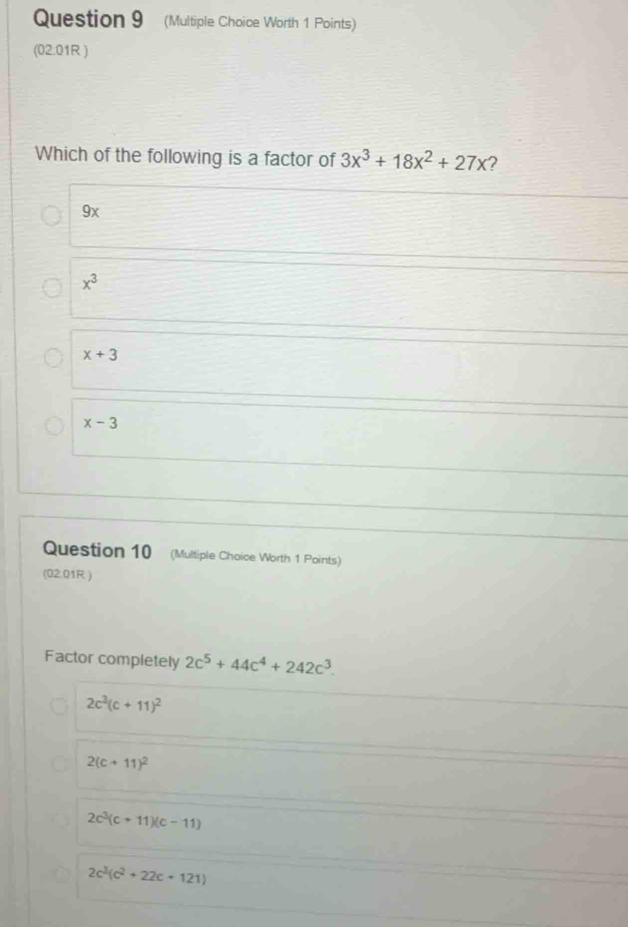 question 9 (multiple choice worth 1 points) (02.01r) which of the follo…