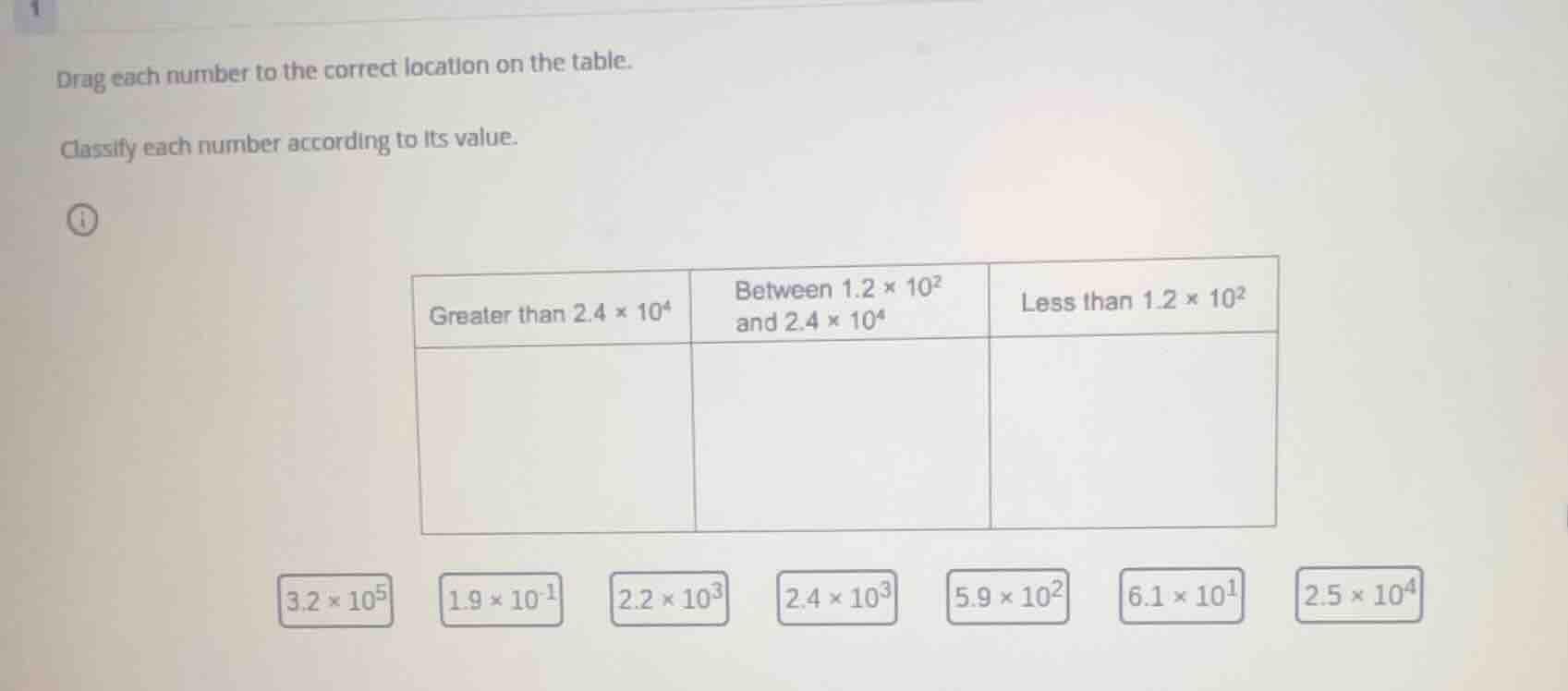 drag each number to the correct location on the table. classify each nu…