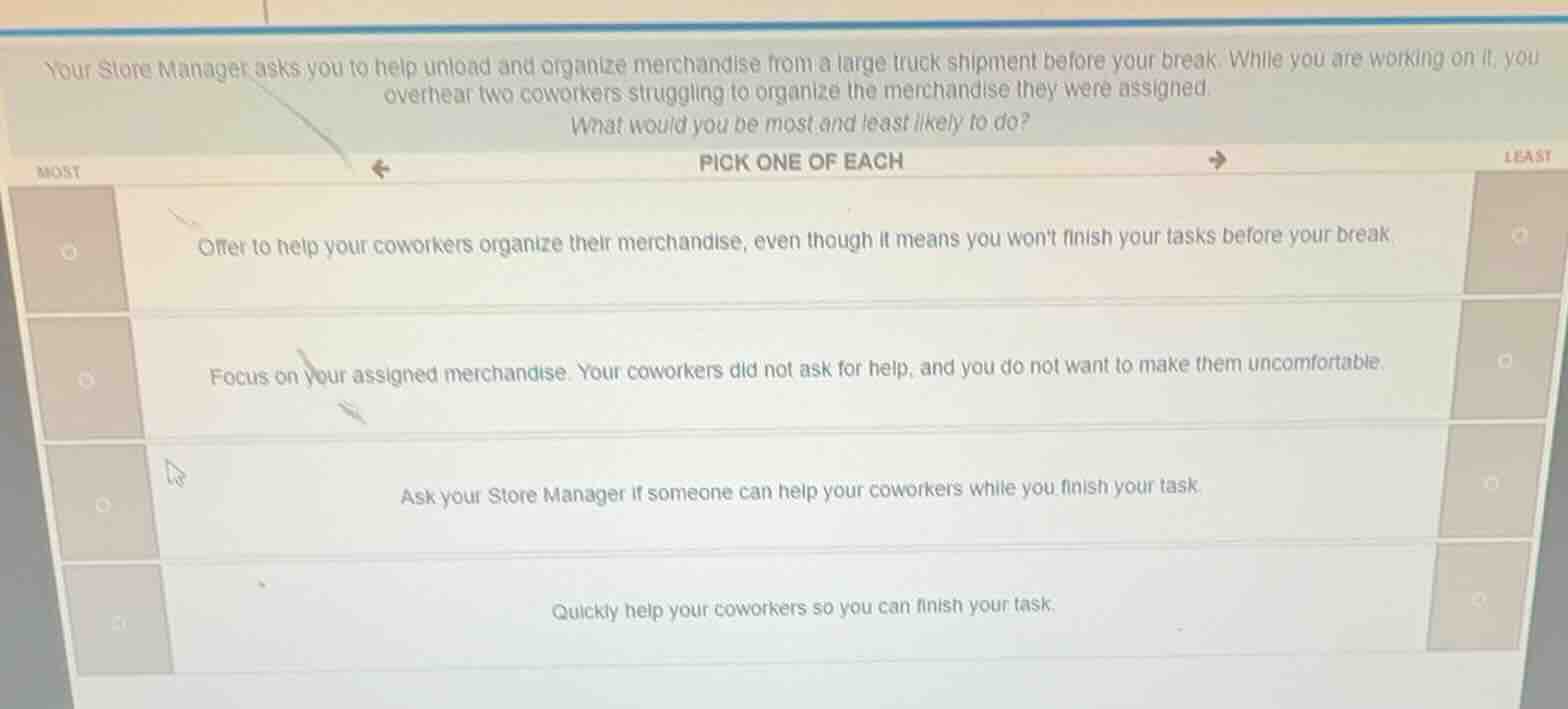 your store manager asks you to help unload and organize merchandise fro…