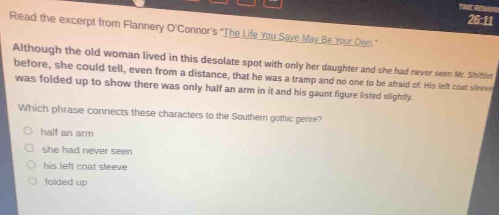 read the excerpt from flannery oconnors \the life you save may be your …