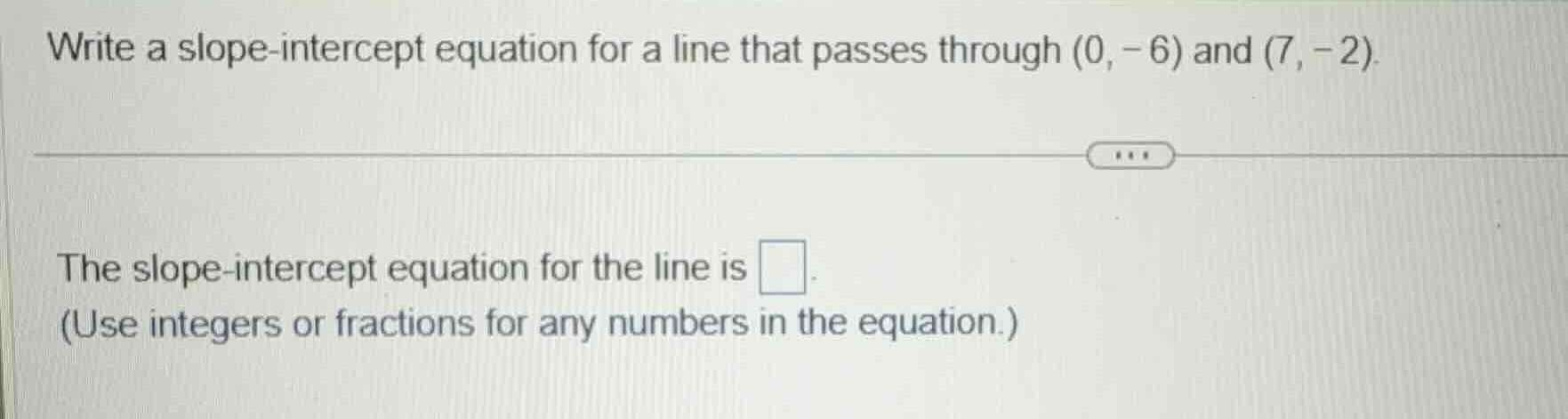 write a slope-intercept equation for a line that passes through \\((0, …