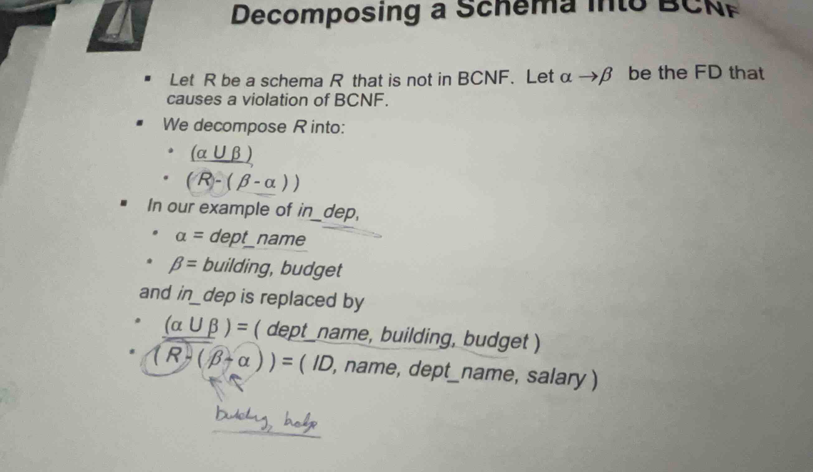 decomposing a schema into bcnf * let \\(r\\) be a schema \\(r\\) that i…
