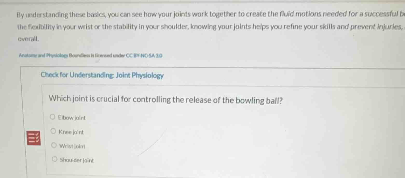 check for understanding: joint physiology which joint is crucial for co…